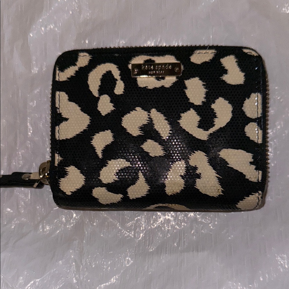 Kate Spade Black and Cream Animal Print Wallet